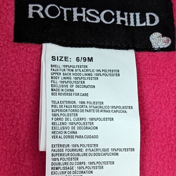 Rothschild Faux Fur Lined Quilted Snowsuit Stitched‎ Heart Puffer Baby 6-9 Mos - Picture 4 of 8